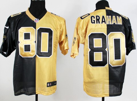 Nike New Orleans Saints #80 Jimmy Graham Black/Gold Two Tone Elite Jersey 