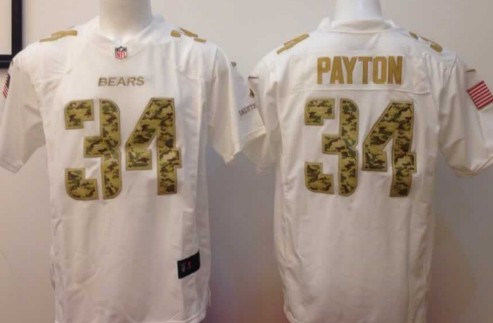 Nike Chicago Bears #34 Walter Payton Salute to Service White Game Jersey