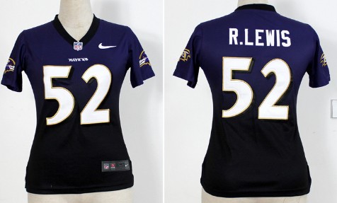 Nike Baltimore Ravens #52 Ray Lewis Purple/Black Fadeaway Womens Jersey