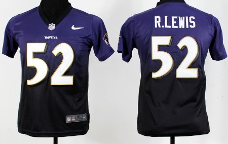 Nike Baltimore Ravens #52 Ray Lewis Purple/Black Fadeaway Kids Jersey