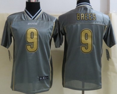 Nike New Orleans Saints #9 Drew Brees 2013 Gray Vapor Kids Jersey 