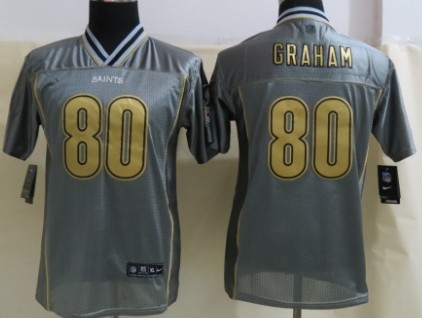 Nike New Orleans Saints #80 Jimmy Graham 2013 Gray Vapor Kids Jersey 