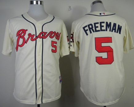 Atlanta Braves #5 Freddie Freeman Cream Jersey