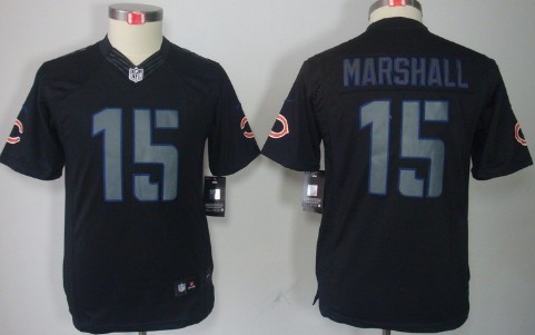 Nike Chicago Bears #15 Brandon Marshall Black Impact Limited Kids Jersey 