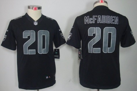 Nike Oakland Raiders #20 Darren McFadden Black Impact Limited Kids Jersey 