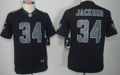 Nike Oakland Raiders #34 Bo Jackson Black Impact Limited Kids Jersey 