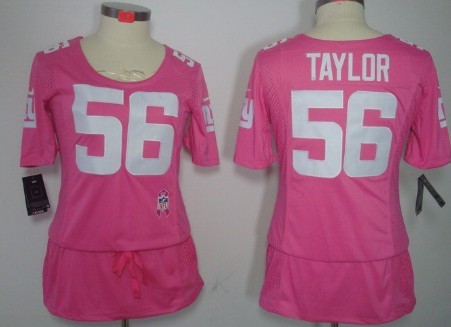 Nike New York Giants #56 Lawrence Taylor Breast Cancer Awareness Pink Womens Jersey 