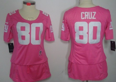 Nike New York Giants #80 Victor Cruz Breast Cancer Awareness Pink Womens Jersey 