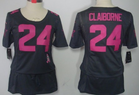 Nike Dallas Cowboys #24 Morris Claiborne Breast Cancer Awareness Gray Womens Jersey 