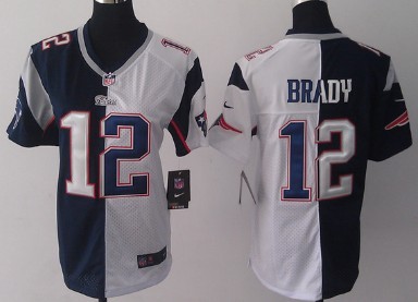 Nike New England Patriots #12 Tom Brady Blue/White Two Tone Womens Jersey 
