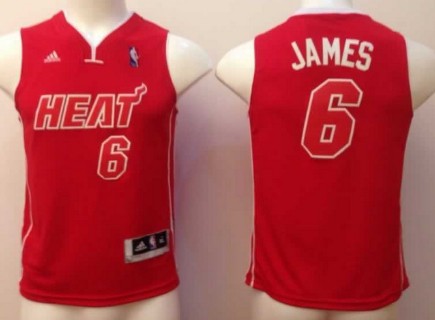 Miami Heat #6 LeBron James Red Big Color Kids Jersey