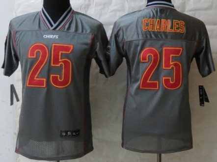 Nike Kansas City Chiefs #25 Jamaal Charles 2013 Gray Vapor Kids Jersey 