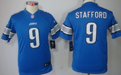 Nike Detroit Lions #9 Matthew Stafford Light Blue Limited Kids Jersey 