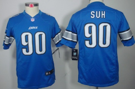 Nike Detroit Lions #90 Ndamukong Suh Light Blue Limited Kids Jersey