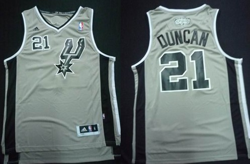 San Antonio Spurs #21 Tim Duncan Revolution 30 Swingman Gray Jersey 
