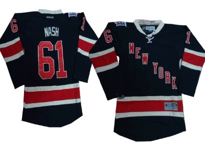 New York Rangers #61 Rick Nash Dark Blue Third 85TH Kids Jersey 