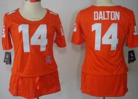 Nike Cincinnati Bengals #14 Andy Dalton Breast Cancer Awareness Orange Womens Jersey 