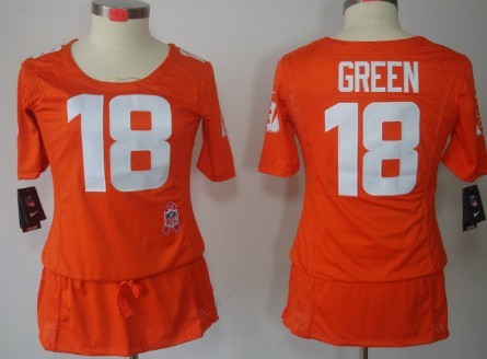 Nike Cincinnati Bengals #18 A.J. Green Breast Cancer Awareness Orange Womens Jersey 