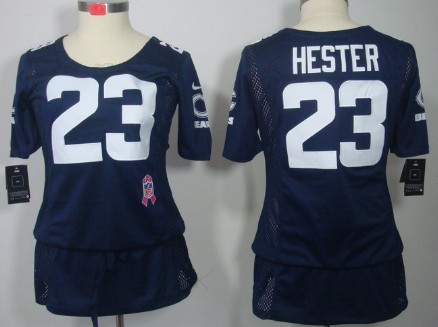 Nike Chicago Bears #23 Devin Hester Breast Cancer Awareness Navy Blue Womens Jersey 