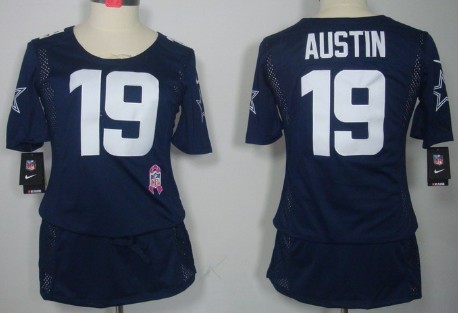 Nike Dallas Cowboys #19 Miles Austin Breast Cancer Awareness Navy Blue Womens Jersey 
