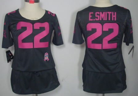 Nike Dallas Cowboys #22 Emmitt Smith Breast Cancer Awareness Gray Womens Jersey 