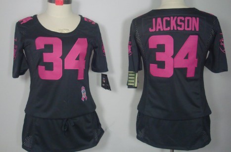 Nike Oakland Raiders #34 Bo Jackson Breast Cancer Awareness Gray Womens Jersey