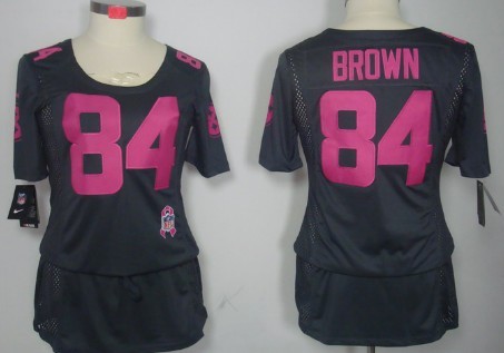 Nike Pittsburgh Steelers #84 Antonio Brown Breast Cancer Awareness Gray Womens Jersey 
