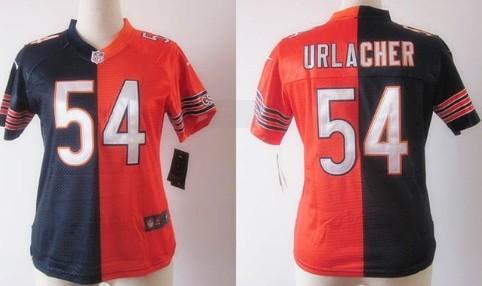 Nike Chicago Bears #54 Brian Urlacher Blue/Orange Two Tone Womens Jersey  