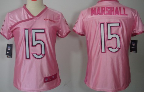 Nike Chicago Bears #15 Brandon Marshall Pink Love Womens Jersey 