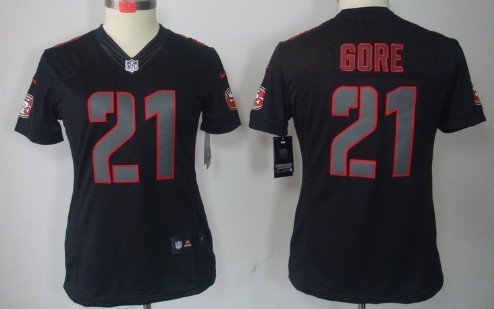 Nike San Francisco 49ers #21 Frank Gore Black Impact Limited Womens Jersey 