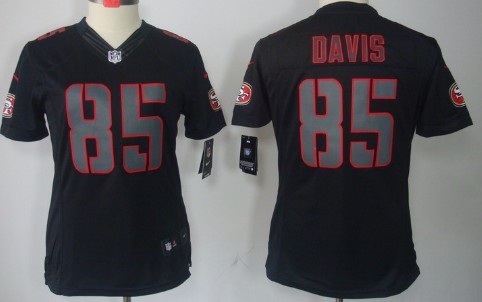 Nike San Francisco 49ers #85 Vernon Davis Black Impact Limited Womens Jersey 
