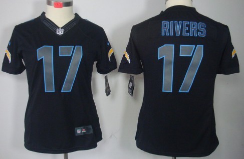 Nike San Diego Chargers #17 Philip Rivers Black Impact Limited Womens Jersey 