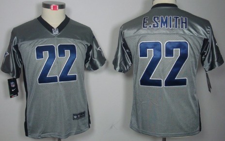 Nike Dallas Cowboys #22 Emmitt Smith Gray Shadow Kids Jersey 
