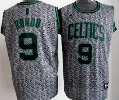 Boston Celtics #9 Rajon Rondo Gray Static Fashion Jersey 