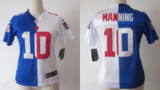 Nike New York Giants #10 Eli Manning Blue/White Two Tone Womens Jersey 