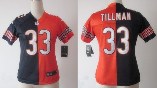 Nike Chicago Bears #33 Charles Tillman Blue/Orange Two Tone Womens Jersey 