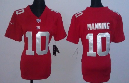 Nike New York Giants #10 Eli Manning Red Game Womens Jersey 