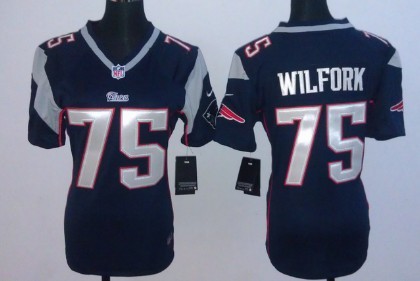 Nike New England Patriots #75 Vince Wilfork Blue Game Womens Jersey 