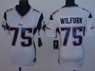 Nike New England Patriots #75 Vince Wilfork White Game Womens Jersey 