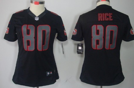 Nike San Francisco 49ers #80 Jerry Rice Black Impact Limited Womens Jersey 