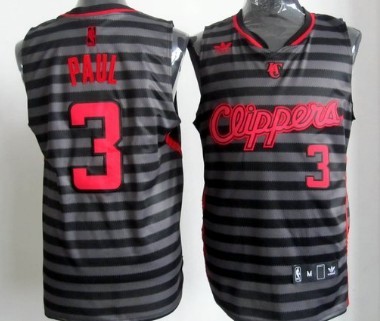 Los Angeles Clippers #3 Chris Paul Gray With Black Pinstripe Jersey