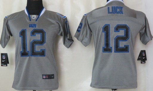 Nike Indianapolis Colts #12 Andrew Luck Lights Out Gray Kids Jersey 