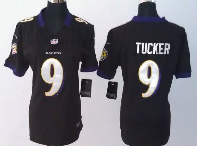 Nike Baltimore Ravens #9 Justin Tucker Black Game Womens Jersey 