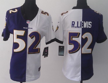 Nike Baltimore Ravens #52 Ray Lewis Purple/White Two Tone Womens Jersey 