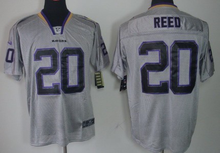 Nike Baltimore Ravens #20 Ed Reed Lights Out Gray Elite Jersey 