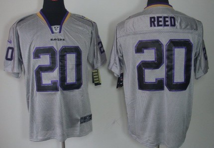 Nike Baltimore Ravens #20 Ed Reed Lights Out Gray Elite Jersey 