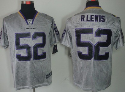Nike Baltimore Ravens #52 Ray Lewis Lights Out Gray Elite Jersey 