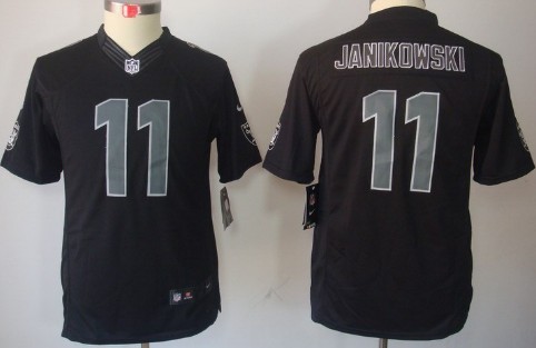 Nike Oakland Raiders #11 Sebastian Janikowski Black Impact Limited Kids Jersey 