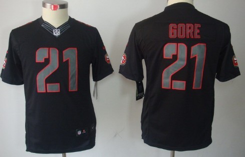 Nike San Francisco 49ers #21 Frank Gore Black Impact Limited Kids Jersey
