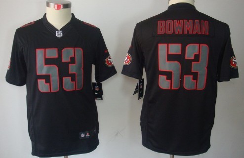 Nike San Francisco 49ers #53 NaVorro Bowman Black Impact Limited Kids Jersey